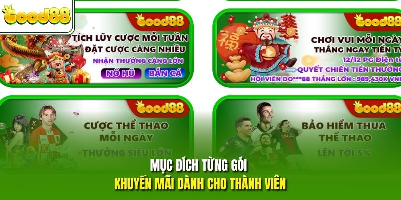 Mục đích từng gói khuyến mãi dành cho thành viên
